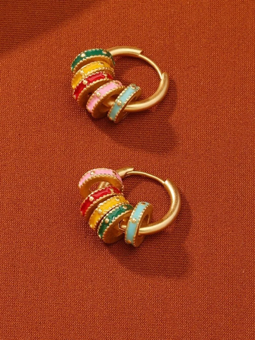 Gold Casual Women's multicolor Geometric Hoop Earrings